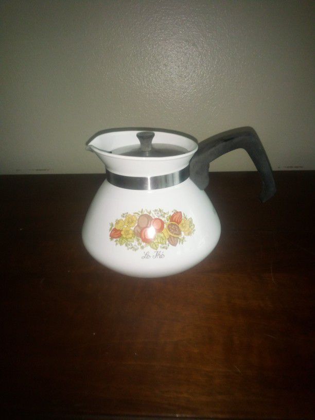 Vintage Corning Ware Tea Pot Kettle "Spice of Life" 6-Cup with Lid   