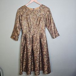 Vintage 50s-60s Metallic Brocade Cocktail Dress (No Maker Tag)
