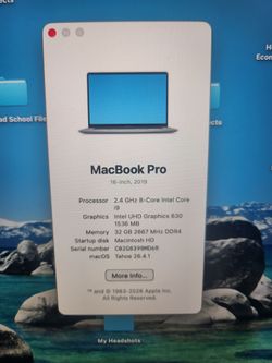 2019 MacBook Pro (Intel) - 16 inch, 32gb RAM, 1tb Harddrive