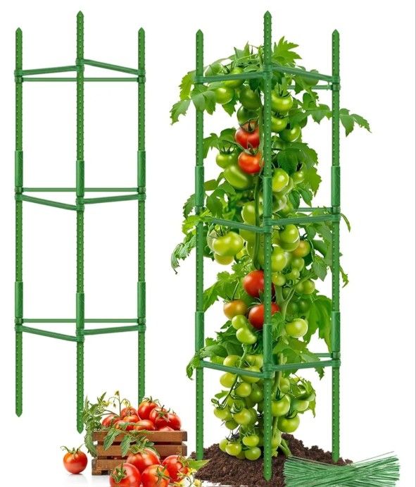 Riare 2 Pack 4 FT Tomato Cages for Garden- 48inches Heavy Duty Garden Stakes, Adjustable Tall Tomato Plant Support Tomato Trellis Cage for Pots