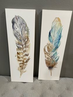 Feather Canvas Wall Art Set of 2