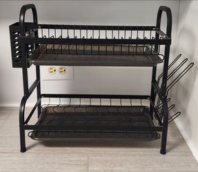 Black 2-Tier Metal Dish Drying Rack $10