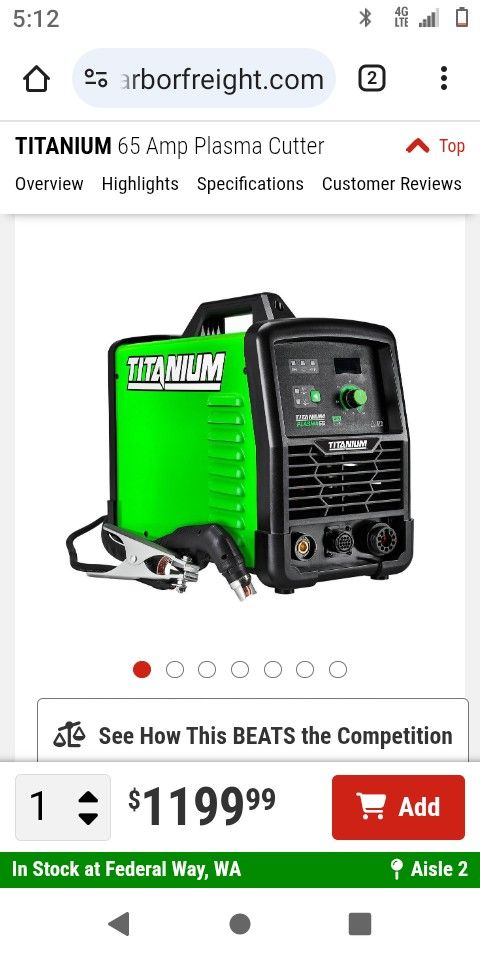 Titanium 65qmp Plasma Torch