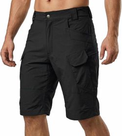 Men's Tactical Cargo Shorts for Hiking,Quick Dry Ripstop Work Shorts with Zipper Pockets,Relaxed Fit Elastic Waist