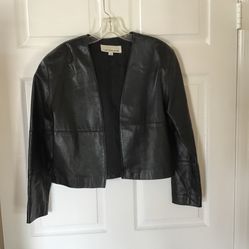 Woman’s Caroline Rose Genuine Leather Jacket Black Size XS