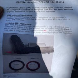 2014 dodge charger oil filter adapter assembly