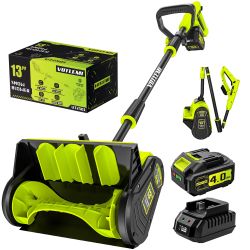 40V Cordless Snow Shovel, 13 Inch 4.0Ah Electric Snow Shovel with Directional Plate, Brushless Cordless Snow Blower for Pathway, Patio, Deck, Driveway