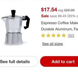 Imusa 1 Cup Espresso Coffee Maker Stove Top Durable Aluminum