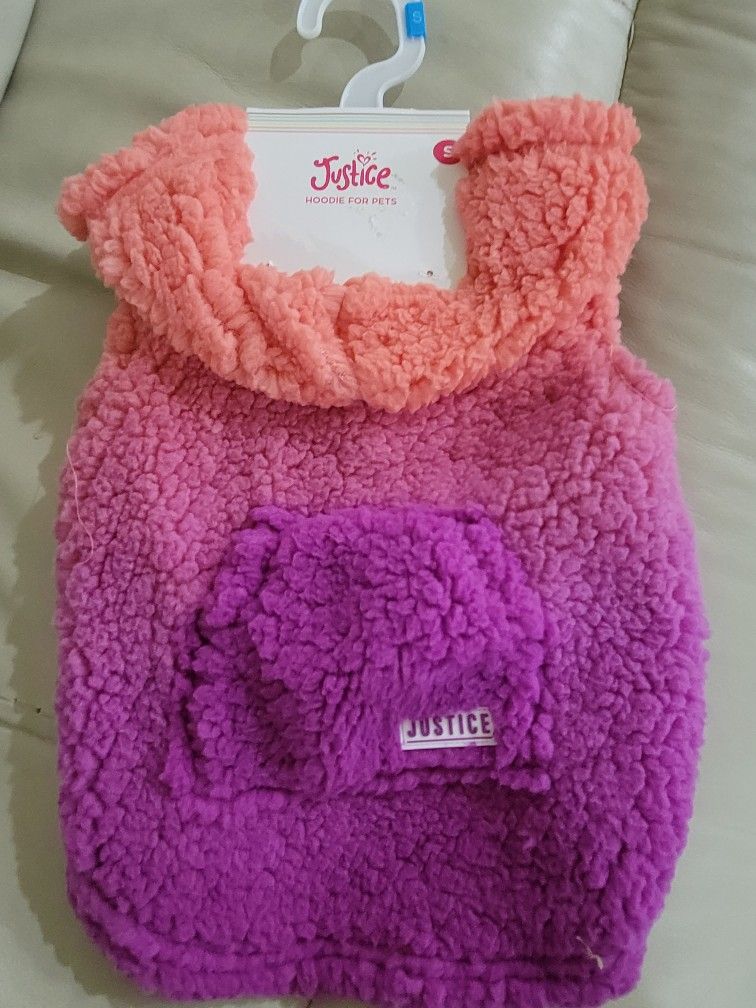 Justice Pet Polyester Ombre Purple Orange Sherpa Hoodie Dog Jacket Size M
