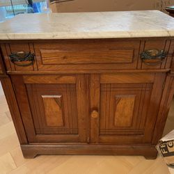 Marble & Wood Cabinet, Hutch, Table, Nightstand, End Table, Console, Cabinet, Credenza