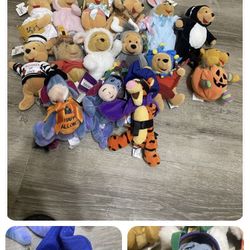 Disney Store Winnie The Pooh Mini Bean Bag Plush VTG Lot of  15