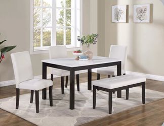 5-Pcs Dining Set Table + 3 Chairs + Bench