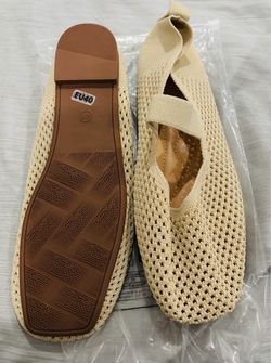 Cream Knit Ballet Flats EU40