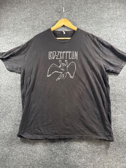 Led Zeppelin Mens Black Graphic T Shirt Icarus Swan Song Logo Rock Band Tee