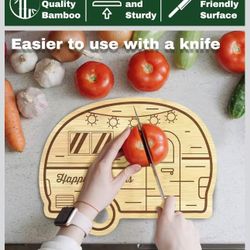Camping Cutting Board and Knife Set, 11.8" X 9.3" Camping Lover Gift for Women, RV Kitchen Decoration, Serving Tray for House Warming, New Home Decor,