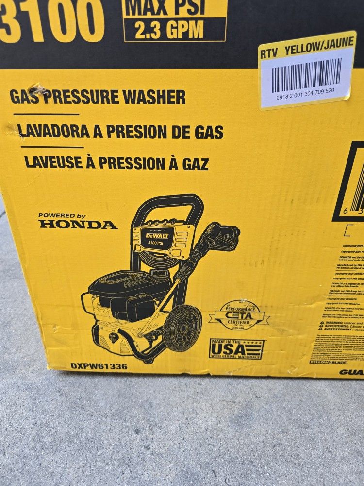 Dewalt 3100 PSI 2.3 GPM Cold Water Gas Pressure Washer with HONDA GCV170 Engine