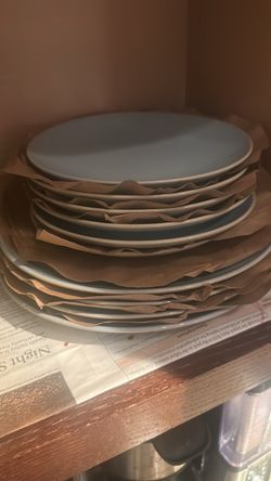 Unused microwavable crockery plate 6 large, 6 small+ bowl set  of 6 , glass set of 6+ free 6 coffee