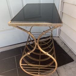 Mid Century Modern Regency Magazine Rack Lyre Table 