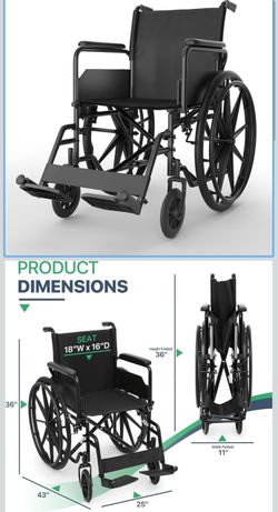 Magshion Folding Wheelchair for Adults 300 Lbs with 18" X16" Seat