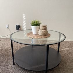 IKEA Round Glass Coffee Table Black