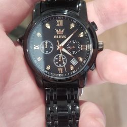 Olevs Black And Gold Watch New