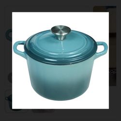 Flavehc Dutch Oven Pot with Lid 2.8 qt Cast Iron Dutch Oven for Bread Baking Slateblue Enameled Cast Iron Rice Pot with Handels