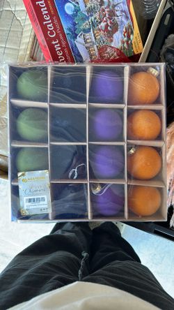 16 Pack Of Flock 3.15 Inches Ornaments 