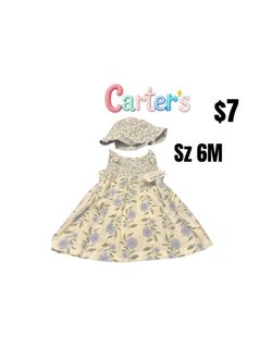 Carter's Baby Girl Floral Dress with Hat 6M new ❤️❤️M20 091126