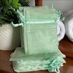63 MINT GREEN organza drawstring sheer jewelry bags pouches