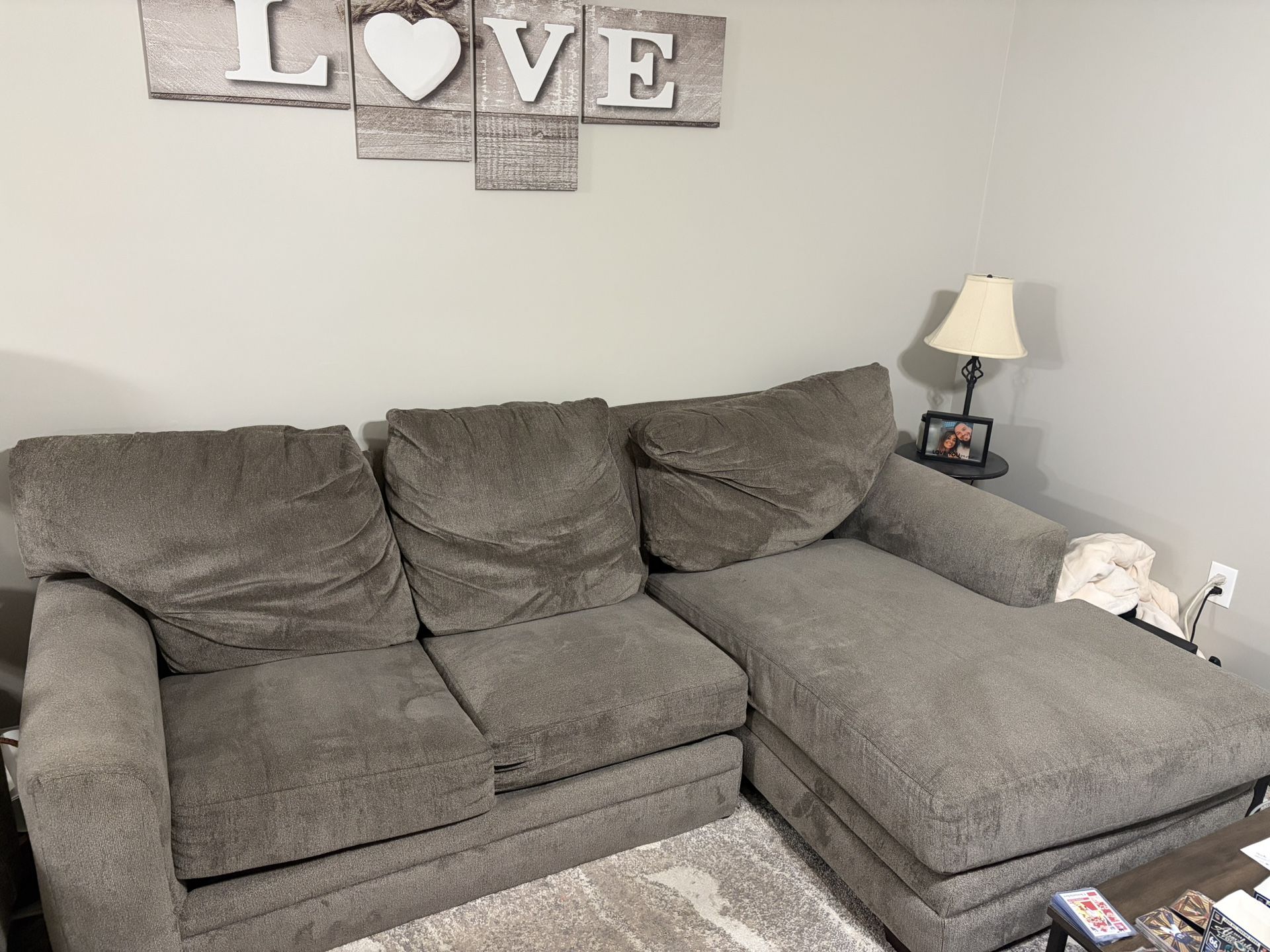 Luxe Gray 150'' 2 Piece Right Arm Facing Chaise Sectional