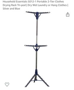 NEW Household Essentials 5012-1 Portable 2-Tier Clothes Drying Rack Tri-pod