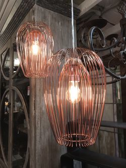 Copper finish wire pendant hanging lamps.. too cool