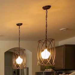 (2) Metal Pendant Light Fixtures