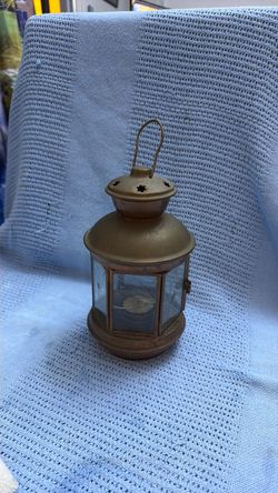 Small Brass Candle Lantern with Glass Panels