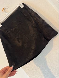 Black Satin Floral Jacquard Mini Skirt SIZE s