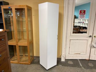 White Tall Narrow Storage Cabinet