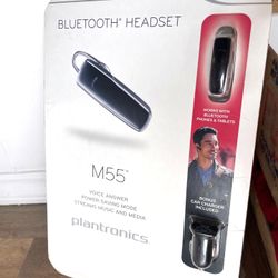 Plantronics M55 Bluetooth 3.0 Wireless Headset with Car Charger — brand new