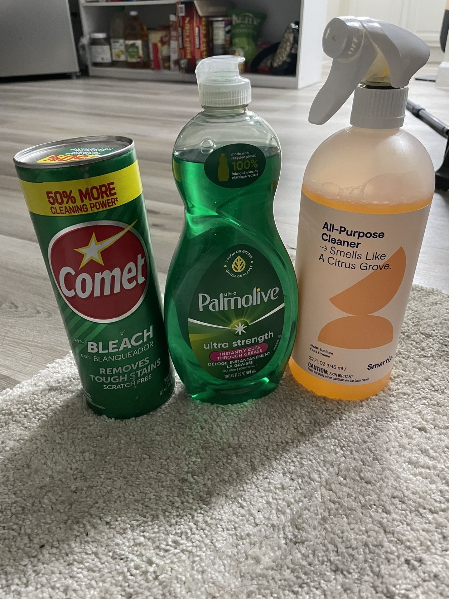 Palmolive Dish Soap, Comet Bleach and Up&Up Cleaner