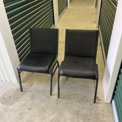 Pair of Padded Black Metal Chairs – Comfortable & Durable