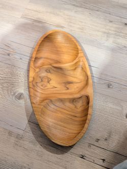 Oval Wood Divided Serving Tray
