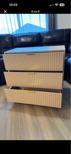 Gold Metal Handles, Nightstand with Large Drawer, End Table for Living Rooms with ( brand new)