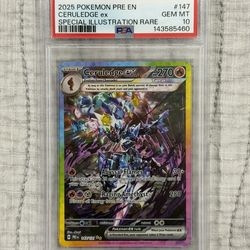 2025 POKEMON PRE EN-PRISMATIC EVOLUTIONS #147 CERULEDGE EX PSA 10