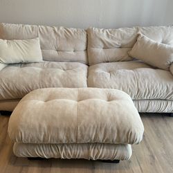 Modern Plush Couch w/ Ottoman 