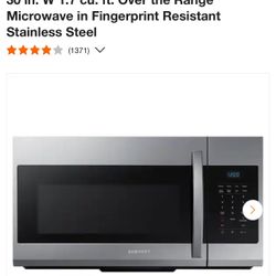 Samsung 30 in. W 1.7 cu. ft. Over the Range Microwave in Fingerprint Resistant Stainless Steel