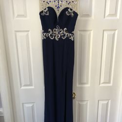 GLS jeweled halter backless, sleeveless evening gown, extra small