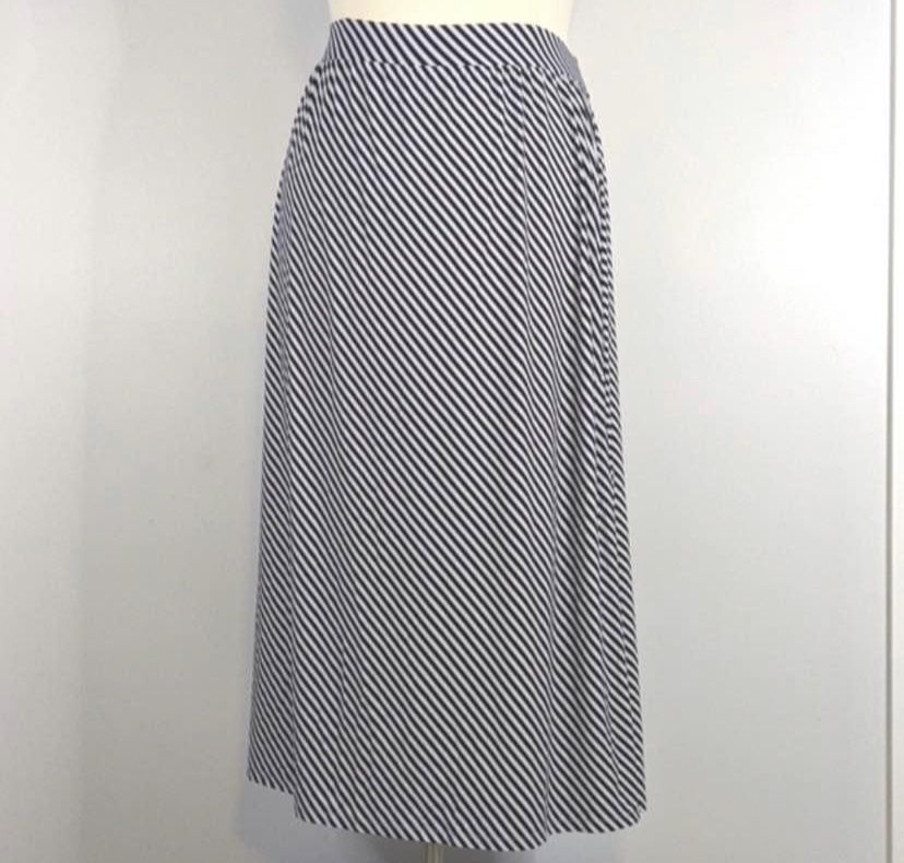 Terra & sky white and black diagonal Stripes Maxi Skirt /1X