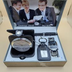 Paul Jardin Set Of Watch, Travel Alarms Clock, And Leathher Keyring