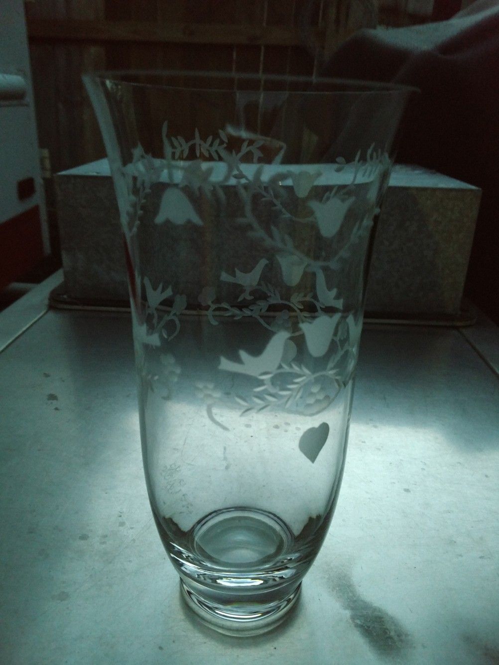 Etched Crystal Flower Vase