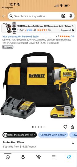 DEWALT 20V MAX ATOMIC Brushless Impact Driver Kit