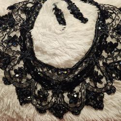 $35.00 - 26" Statement Collar Accent, Embellished, Beaded, Sequenced  & Handcrafted!  In Like New Condition!